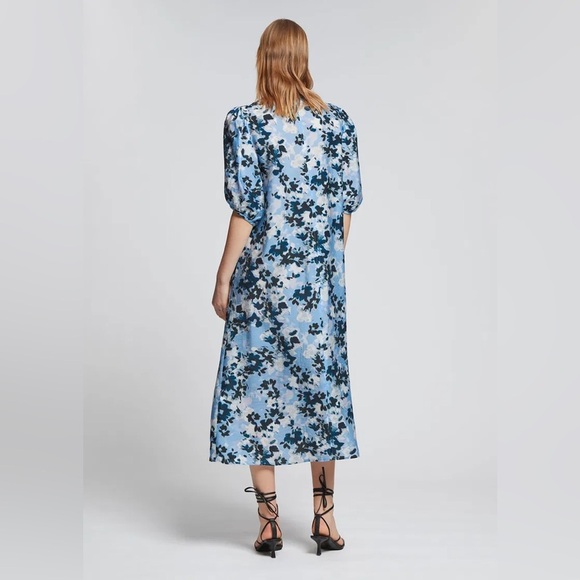 & OTHER STORIES Puff Sleeve Midi Dress Floral 0 boho cottagecore poplin xs small - Picture 2 of 9
